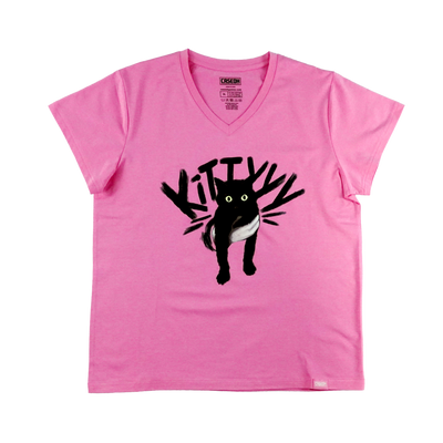 CaseOh's Kitty Women's V-Neck (Light Pink)